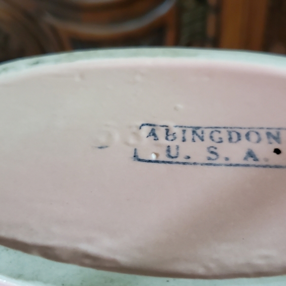 Vntg Abingdon 14" Ceramic Dusty Rose Pink Planter - Picture 5 of 11